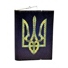 Обкладинка на права з вкладишем синя з гербом вишиванкою