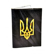 Обкладинка на права з вкладишем Чорний граніт з жовтим гербом