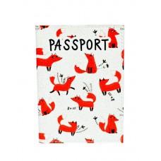 Обложка на паспорт белая с нарисованными лисами
