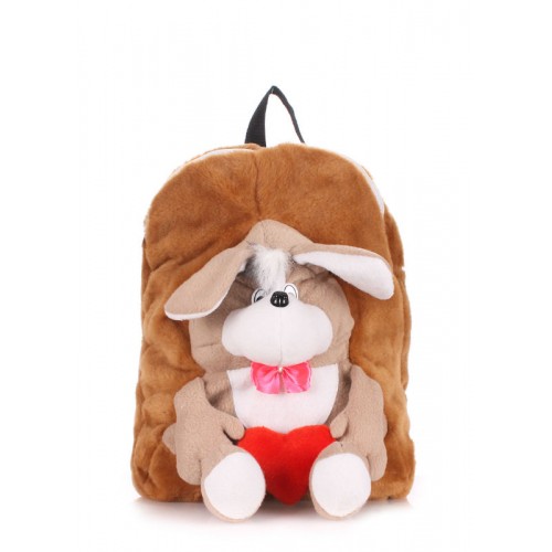 Детский рюкзак POOLPARTY kiddy-backpack-dog-brown коричневый