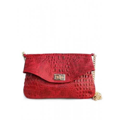 Шкіряна сумочка-клатч poolparty-red-crocodile-clutch