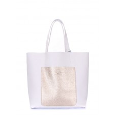 Шкіряна сумка POOLPARTY mania-white-gold біла