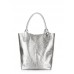 Серебристая кожаная сумка POOLPARTY podium-silver