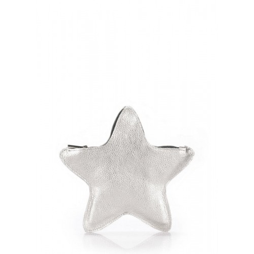 Шкіряний клатч-косметичка POOLPARTY STAR star-silver срібний