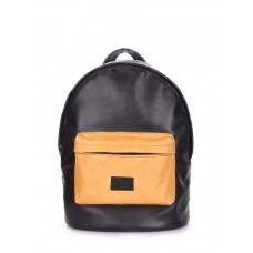 Рюкзак жіночий POOLPARTY backpack-pu-black-orange чорний
