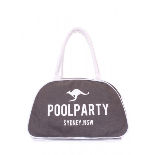 Коттонова сумка-саквояж POOLPARTY pool-16-white-grey сіра