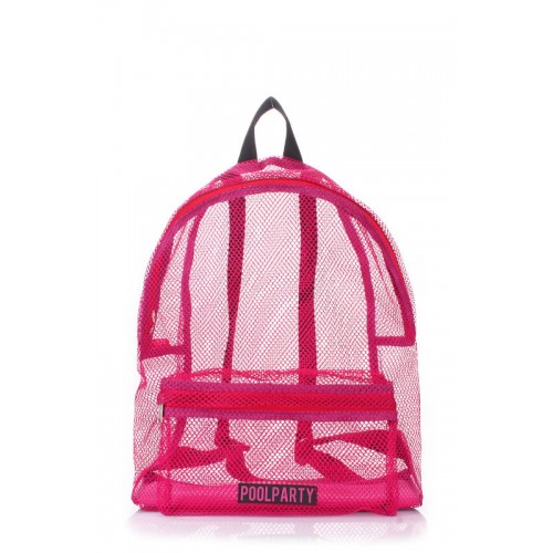 Рюкзак молодіжний POOLPARTY backpack-mesh-pink малиновий
