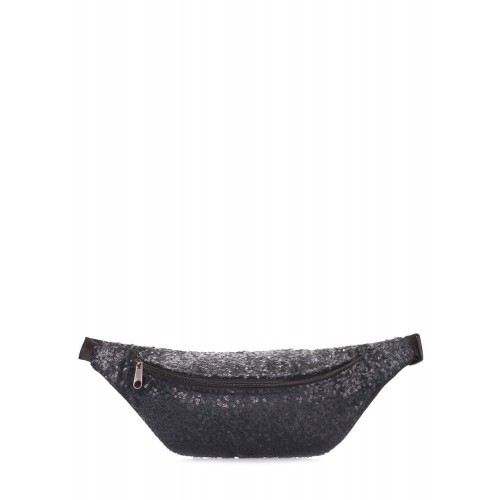 Сумка-бананка POOLPARTY з паєтками PLPRT waistbag-shine-black чорна