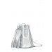 Серебряная кожаная сумочка на завязках POOLPARTY bucket-silver