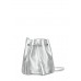 Серебряная кожаная сумочка на завязках POOLPARTY bucket-silver