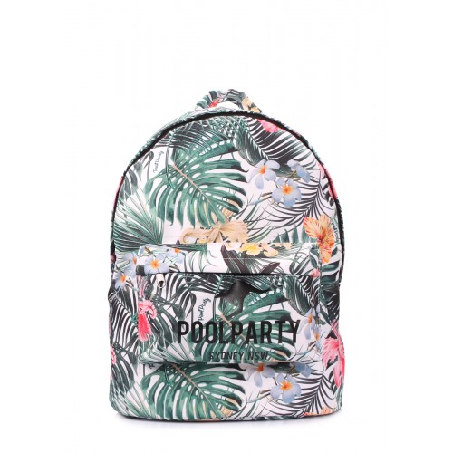Рюкзак с тропическим принтом POOLPARTY backpack-oxford-tropic белый