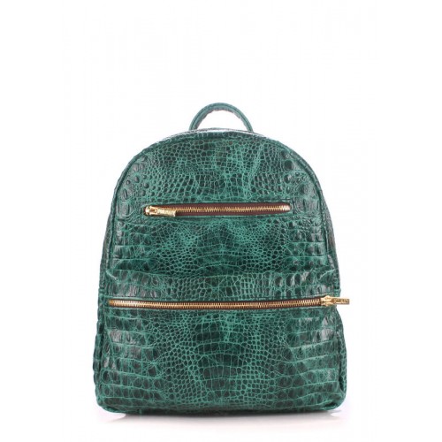 Рюкзак женский кожаный POOLPARTY mini-bckpck-leather-croco-green зеленый
