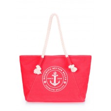 Коттоновая сумка POOLPARTY з трендовим принтом pool-breeze-red червона