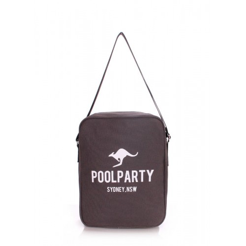 Мужская сумка POOLPARTY с ремнем на плечо pool-18-grey серая