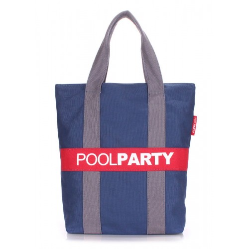 Коттоновая сумка POOLPARTY pool-82-darkblue-grey-red