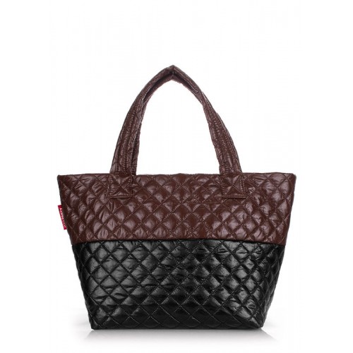 Стьобана сумка POOLPARTY broadway-quilted-brown-black коричнева з чорним