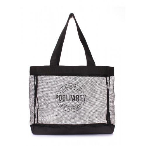 Сетчатая сумка POOLPARTY mesh-beach-tote черная