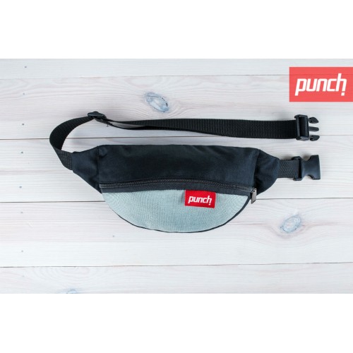 Поясная сумка Punch Black Grey серая с черным