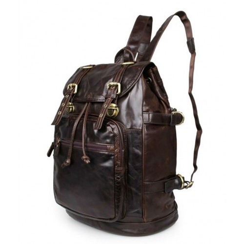 Мужской кожаный рюкзак TIDING BAG 6085C коричневый