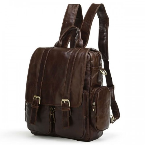 Чоловічий шкіряний рюкзак TIDING BAG 7123C коричневий