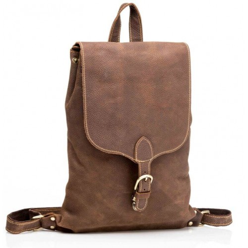 Рюкзак кожаный Tiding Bag G8896C коричневый