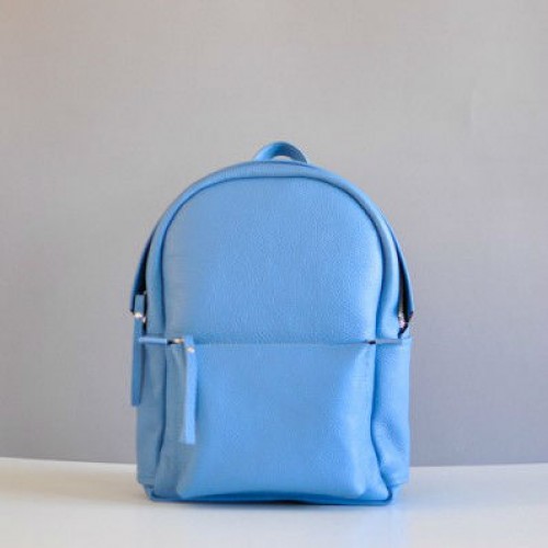 Жіночий шкіряний рюкзак Carbon Sky Soft Back блакитний