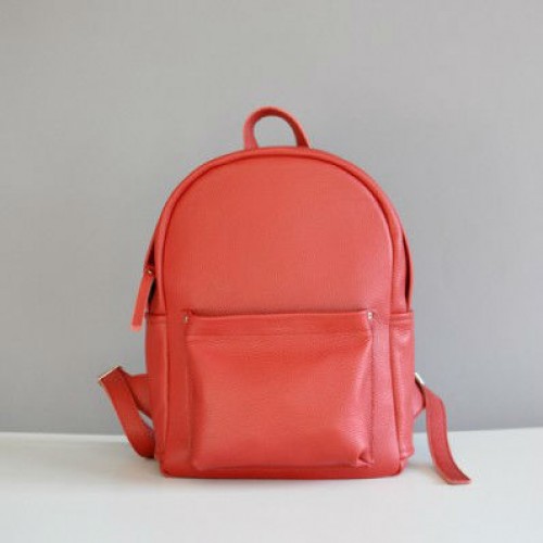 Жіночий шкіряний рюкзак Carbon Red червоний