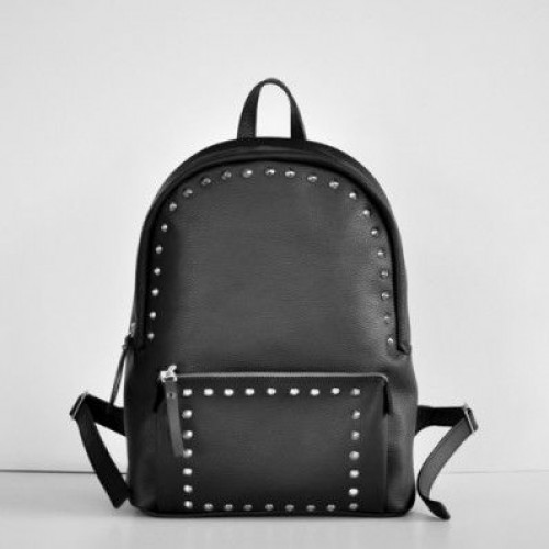Женский кожаный рюкзак Pilot Black-R чёрный