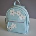 Жіночий шкіряний рюкзак Sport Flowers блакитний