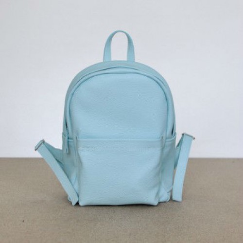 Женский кожаный рюкзак Carbon Blue голубой