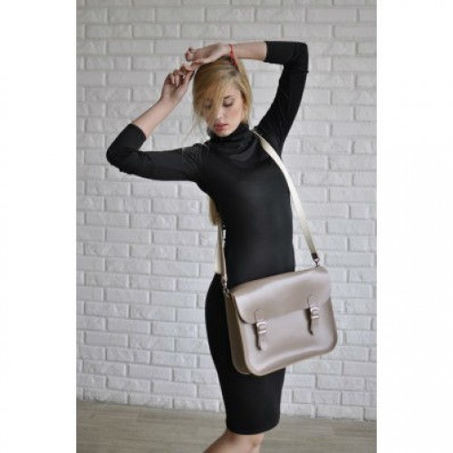 Женская кожаная сумка College satchel бежевая