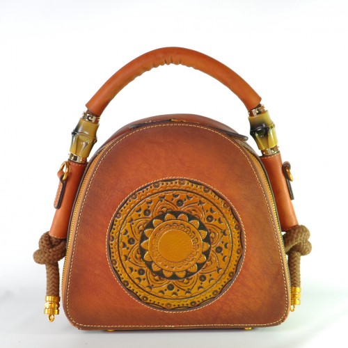 Жіноча шкіряна сумка ручної роботи Boho коричнева