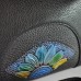 Сумка женская ручной работы Солнечный цветок Blue кожа черная