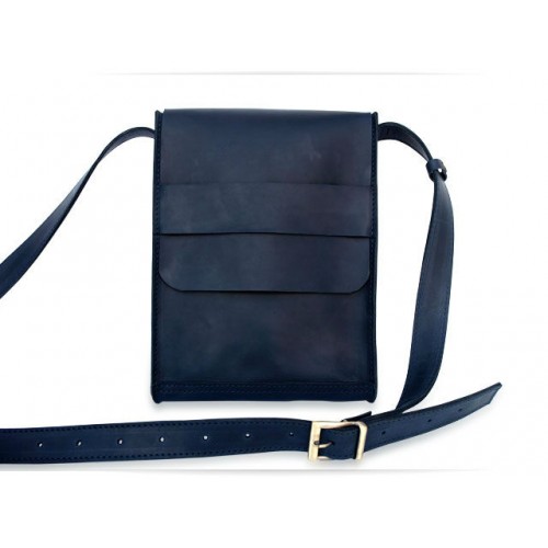 Чоловіча шкіряна сумка Wellbags Messenger blue horse W029.2 синя