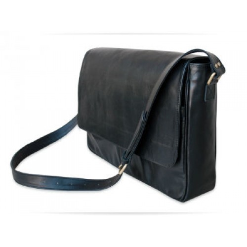 Мужской кожаный портфель Wellbags Classic messenger black W043 чёрный