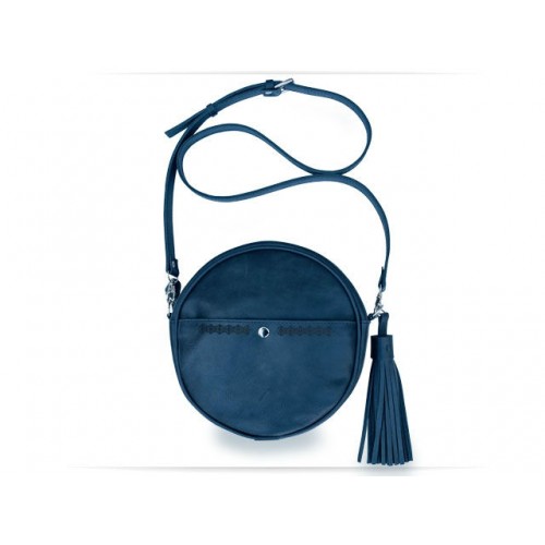 Шкіряна жіноча сумка Wellbags Blue bag circle (W038) темно-синя