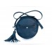 Шкіряна жіноча сумка Wellbags Blue bag circle (W038) темно-синя