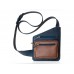 Чоловіча шкіряна сумка Wellbags Messenger mini bag W030 синьо-коричнева