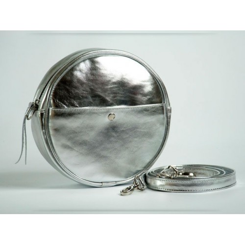 Жіноча шкіряна сумка Wellbags Silver bag circle (W038.7) срібло