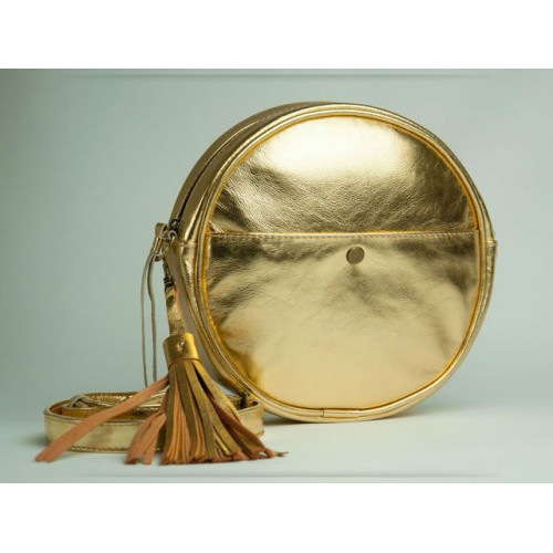 Кожаная женская сумка Wellbags Gold bag circle (W038.6) золотая