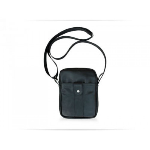 Чоловіча шкіряна сумка Wellbags Messenger bag black W040 чорна