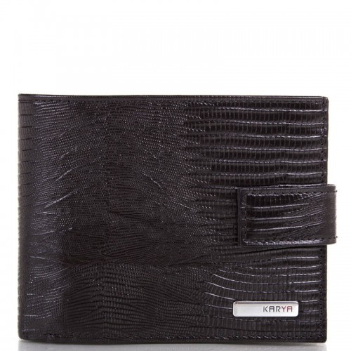 Мужское кожаное портмоне KARYA 0464-076 черный лазер