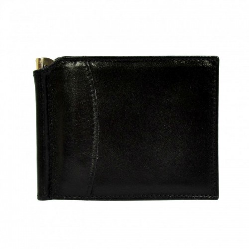 Портмоне з затиском шкіряний CANPEL 070-1 чорний гладкий