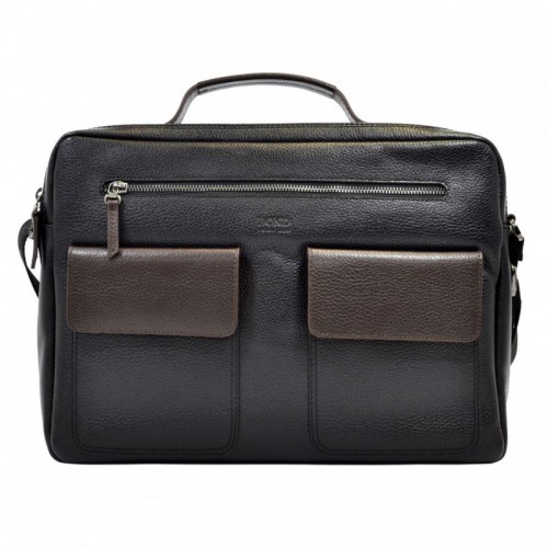 Портфель м'який шкіра BOND 1120-281-2 чорний-коричневий
