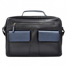 Портфель м'який шкіра BOND 1120-281-9 чорний-синій