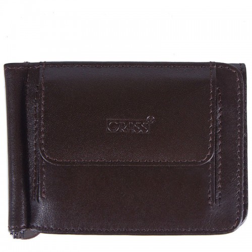 Кредитниця з затискачем шкіра GRASS 533-4 коричневий гладкий