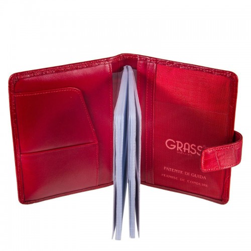 Візитниця шкіра GRASS 576-31 червоний кроко