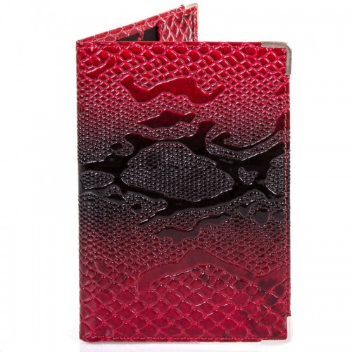 Обложка паспорт кожа Desisan-500 красный узор