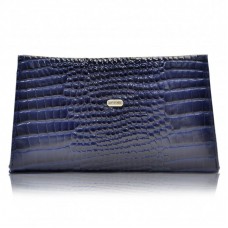 Косметичка кожа Desisan 2-634 синий мелкий кроко