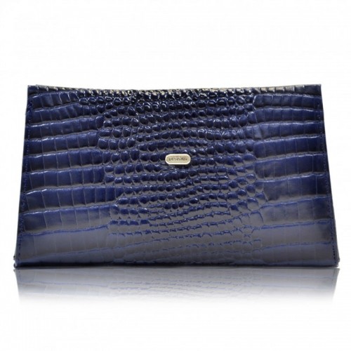 Косметичка кожа Desisan 2-634 синий мелкий кроко